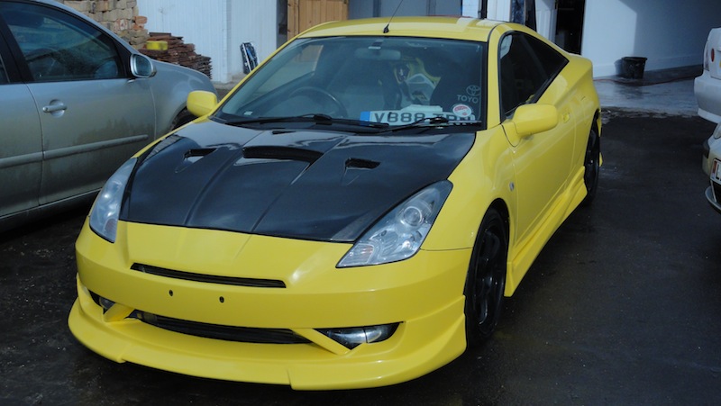 Supercharged Toyota Celica after bodykit fitting and spray job in London