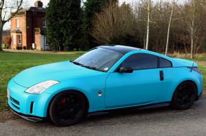 matte blue vinyl wrap car london